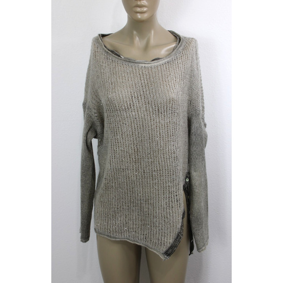 Kosmika Womens OS Sweater Pullover Open Knit Metallic Sparkle Mohair Blend Italy - Picture 1 of 11